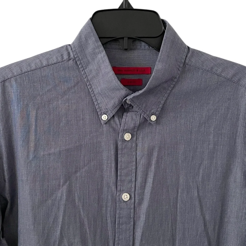 John Varvatos Men's Blue White Speckle Button Down Slim Fit Shirt Size Neck 15.5